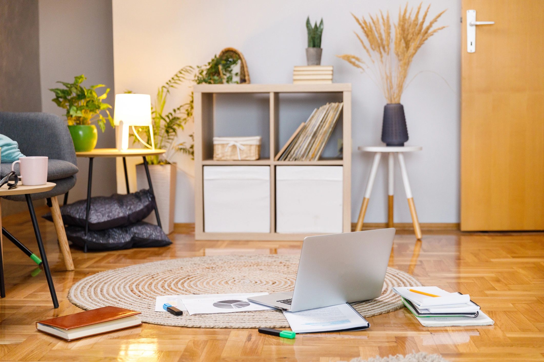 Stationery and journaling supplies arranged in a cozy creative workspace