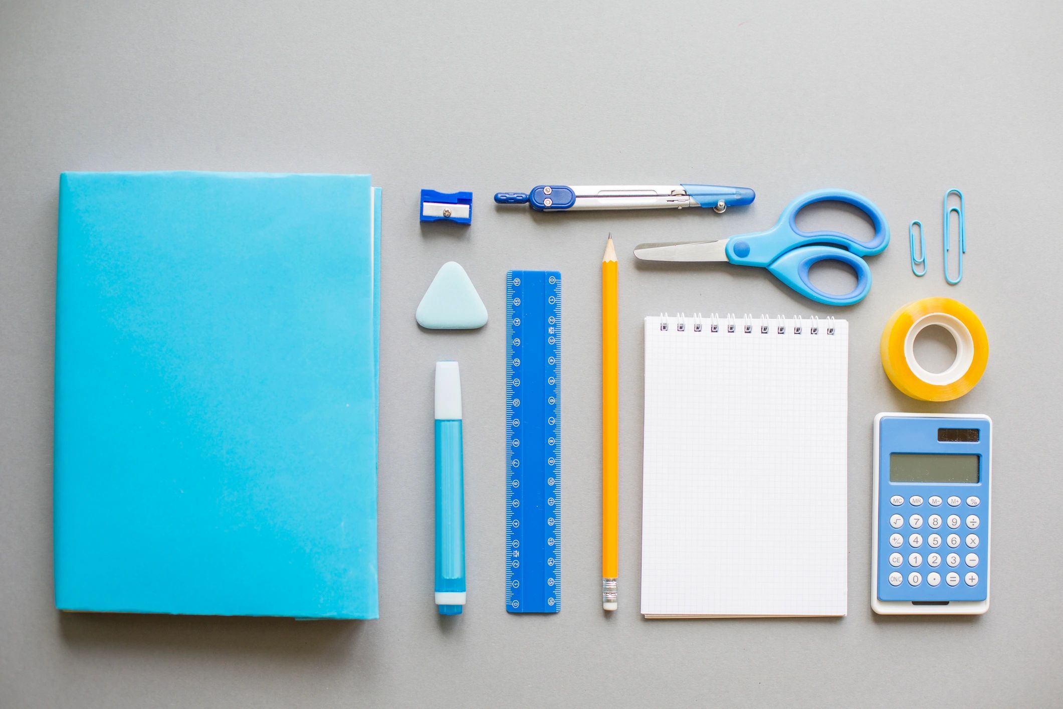 Flat lay of journal supplies and stationery tools