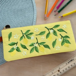 Lemon Embroidered Notebook Pouch