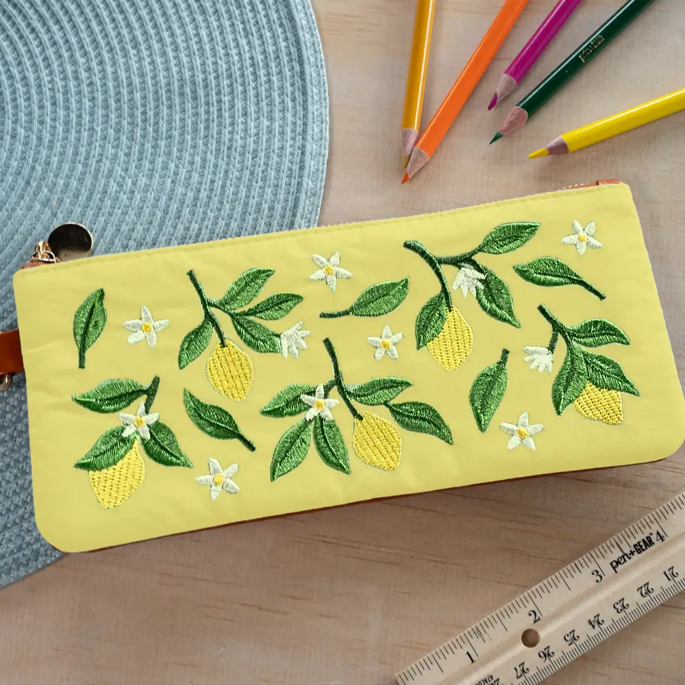 Lemon Embroidered Notebook Pouch